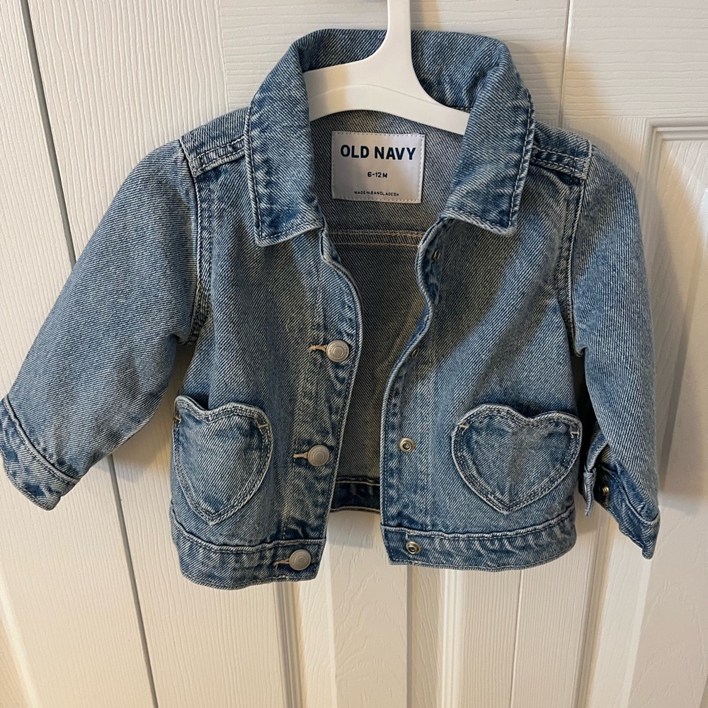 Old Navy Kids Jean Jacket with Heart Pockets - Light Blue